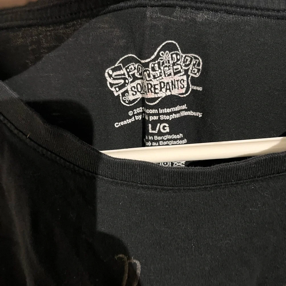 SpongeBob Squarepants Black Tee with White Logo Print - Picture 3 of 4